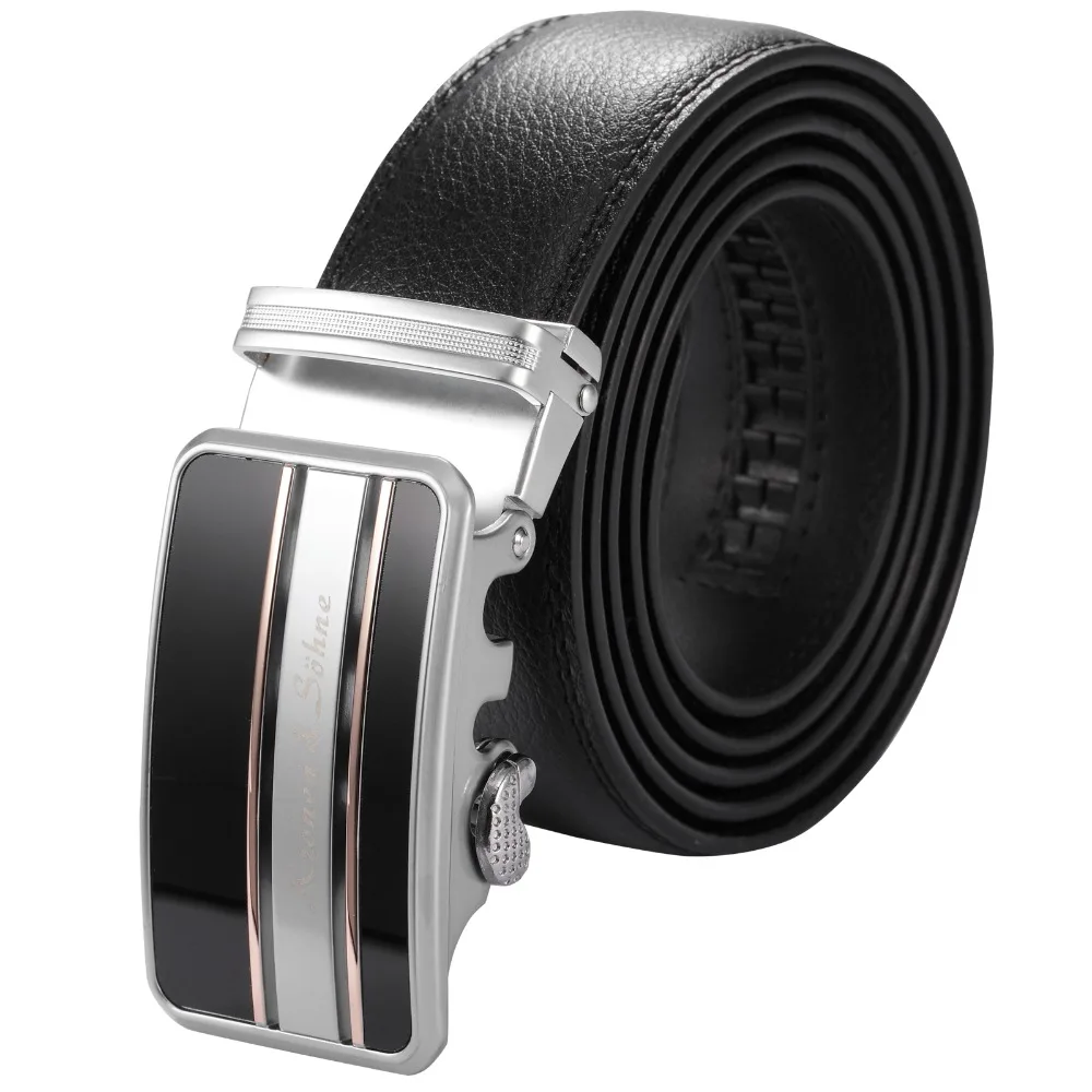 KS Brand New Slide Formal Mens Real Genuine Leather Automatic Steel