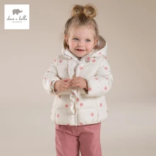 DB4260 дэйв белла зимних девочки белая утка пуховик девушки pink dots печатных пальто