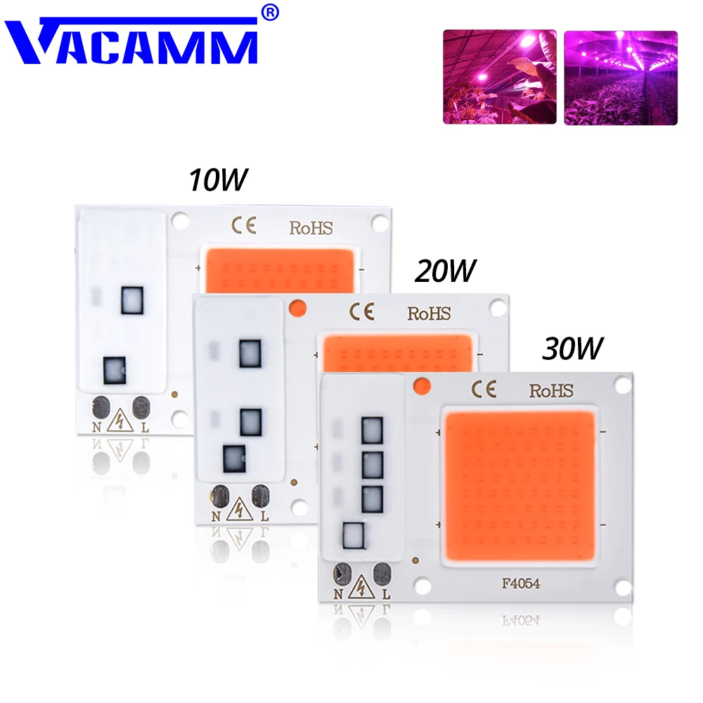

Vacamm LED COB Chip Grow Plant Light For Greenhouse Seedlings Grow Flower Full Spectrum 10W/20W/30W AC 110V 220V Plant Lamp