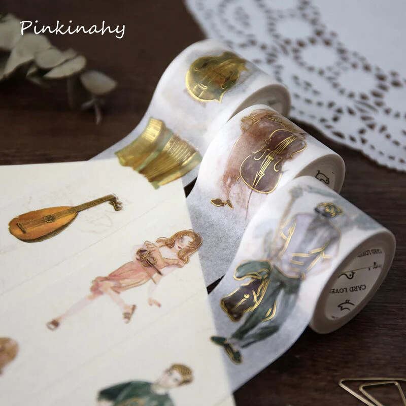 

15-30mm Wide Symphony Opera Bronzing Adhesive Tape Washi Tape Diy Scrapbooking Masking Tape Stationery