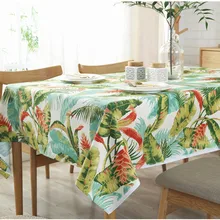 Palm Leaves Tablecloths Nordic Plant Print Waterproof Table Cloth 100% Cotton Rectangular Dining Table Cloth Decorative Textile colorful balloons print waterproof table cloth
