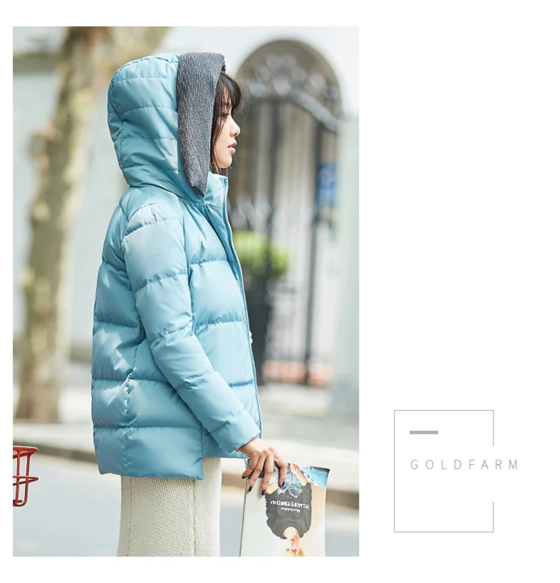 AYUNSUE Новая мода Зима Осень Женская куртка и пальто короткая женская куртка с капюшоном на утином пуху плюс размер 2XL верхняя одежда LX1004