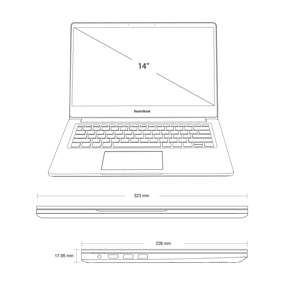 Ноутбук Xiaomi Redmibook 14 Intel Core i5-8265U/i7-8565U NVIDIA GeForce MX250 8 Гб DDR4 256 ГБ/512 ГБ SSD 2 ГБ GDDR5