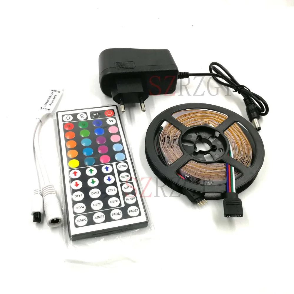 

RGB LED strip light 5m 60LEDs/m SMD 2835 LED strip DC 12V +Controller+12V 2A driver