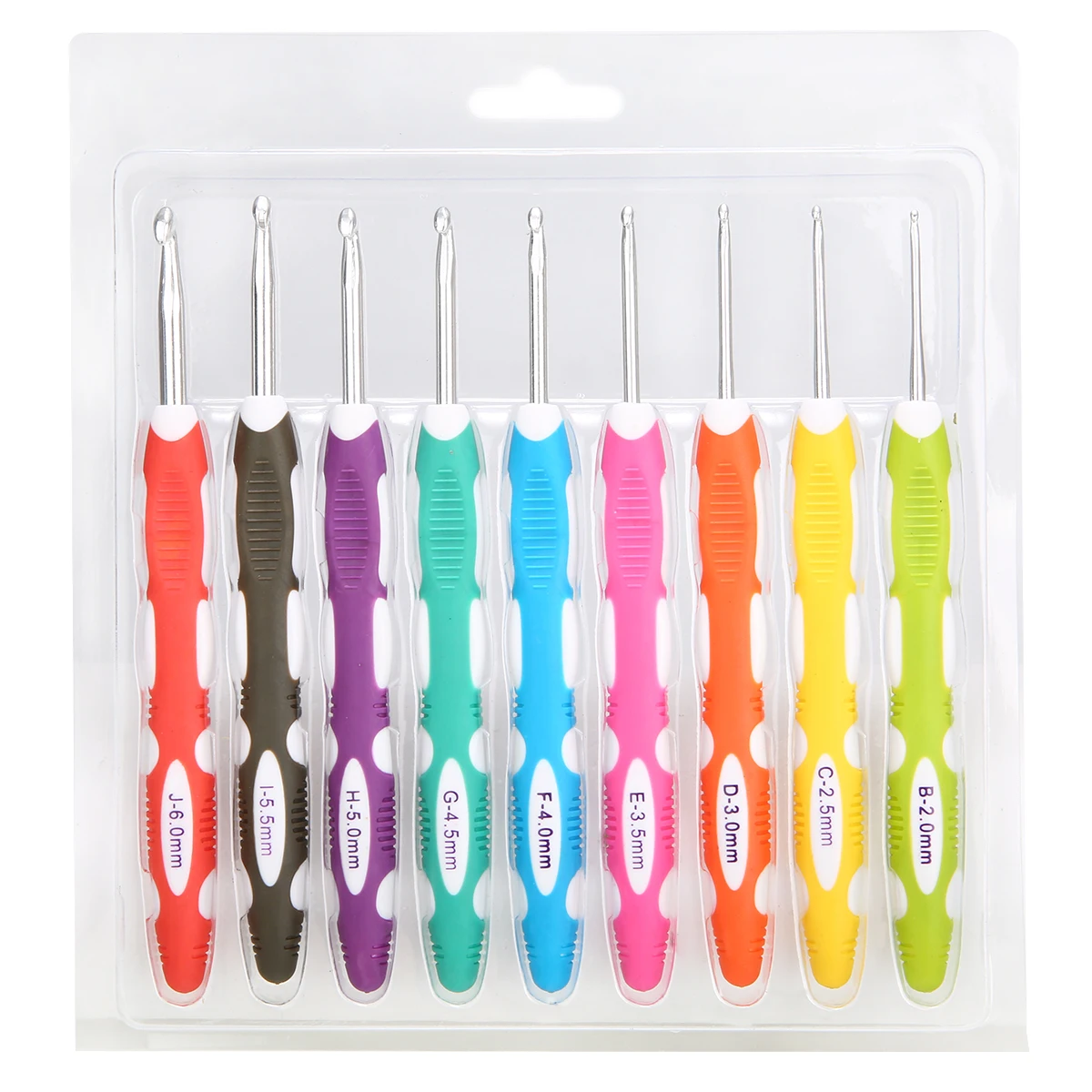 9pcs/set 2-6mm 165mm Multi Colour Plastic Aluminum Crochet Hooks Yarn Knitting Needles Set  for DIY Craft Tools Yarn Weave Craft