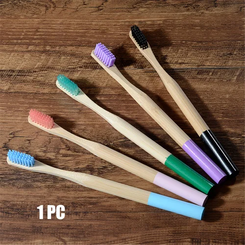 

1PC Eco friendly Bamboo Toothbrush Medium Bristles Biodegradable Plastic-Free Oral Care Adults Toothbrush Bamboo Handle Brush