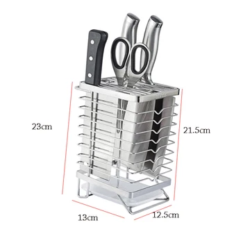 

Stainless Steel Knife Holder Block Scissor Slot Storage Rack Kitchen Knives Organizer