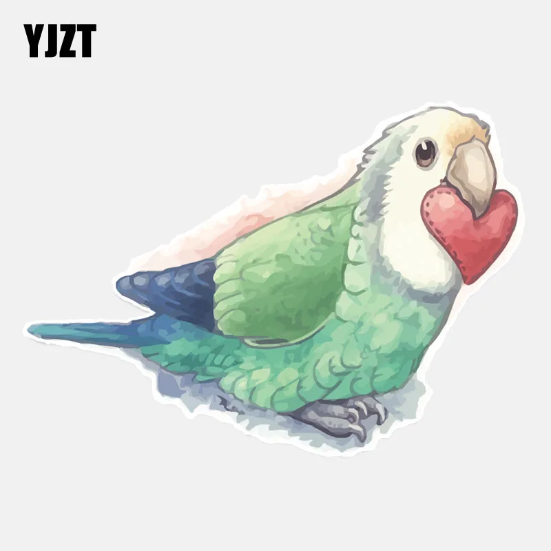 

YJZT 15.1*10.7CM Parrot Bite Love Heart Shape Decor Personalized PVC Colored Car Sticker 11A0130