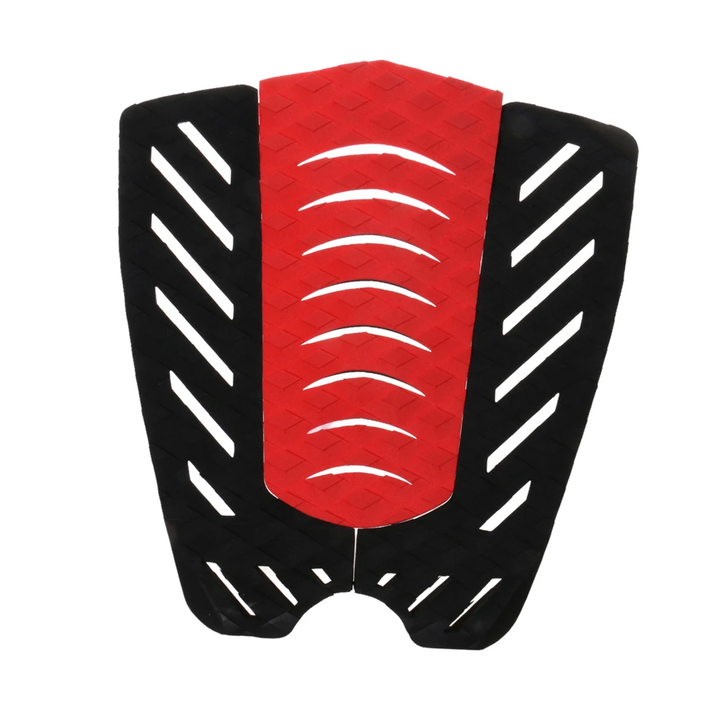 3Pcs Tail Traction Grip Pads Men Women Surfing Accessories for Surfboard Shortboard Longboard 31 x 30cm Black/Red