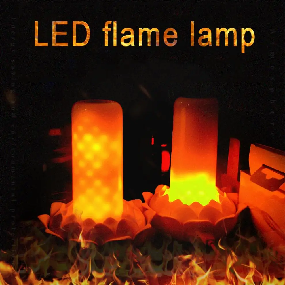 

LED Flame Lamp 102pcs 2835 LED Remote Control Flame Lights LED Flame Effect Fire Light Bulb 0.5W Flickering Decor Lamp 2 Modes