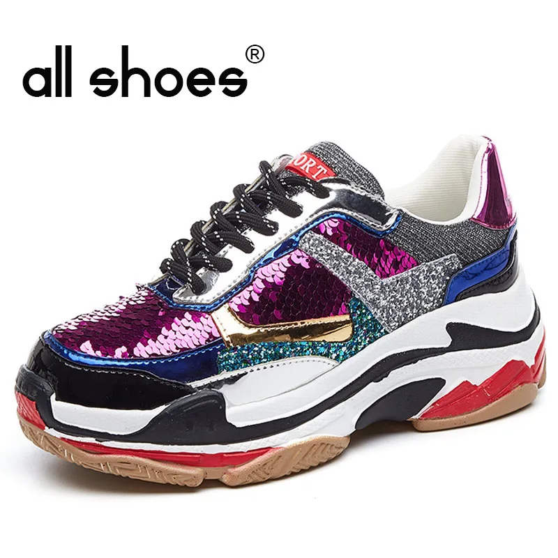 Женские кроссовки; дышащая Спортивная обувь; брендовая блестящая обувь на платформе с блестками; обувь для бега на танкетке; прогулочная обувь для путешествий; HE-61