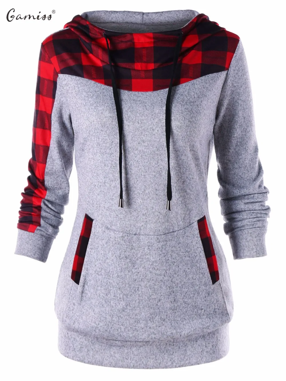 Buy Gamiss Women Plaid Hoodies Sweatshirts Trim