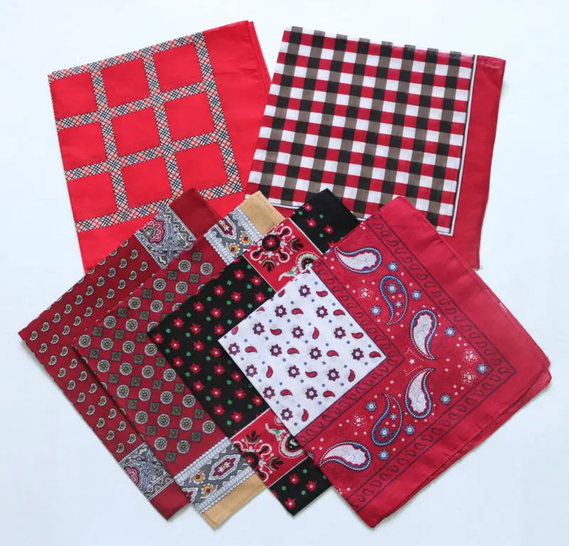 

Red Paisley Plaid Cotton Bandanas Men Pocket Square Ladies Headscarf Neckerchief Women Handkerchief SUJASANMY TJ9046