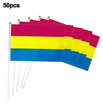 

50PCS 14*21CM Rainbow Flag LGBT Flags For Lesbian Gay Pride Home Decor Gay Friendly Colorful Rainbow Bandera