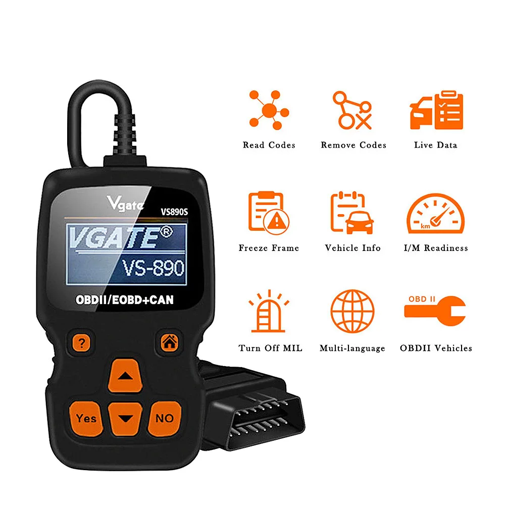 Vgate VS890 VS890S OBD2 сканер VS-890 VOBDII код ридер Поддержка OBD OBDII CAN протоколы 13 языков лучше ELM327