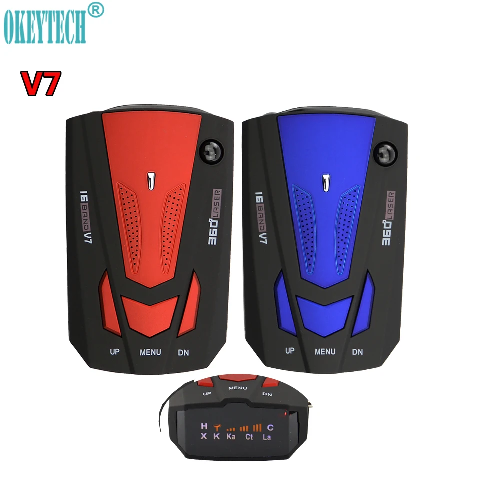 OkeyTech Best V7 Car Anti Radar Detector for Vehicle Speed Voice Alert Warning 16 Band LED Display Detector Supports K KA Radar
