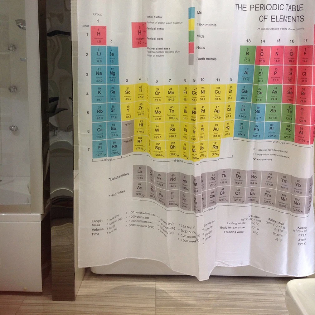 Сменная Таблица элементов занавески для ванной комнаты s Водонепроницаемый 3D принт занавески для душа белая ткань занавески для ванной