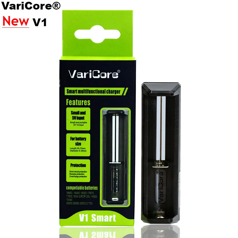 Умное зарядное устройство VariCore V1 компактное портативное для литиевых батарей 26650