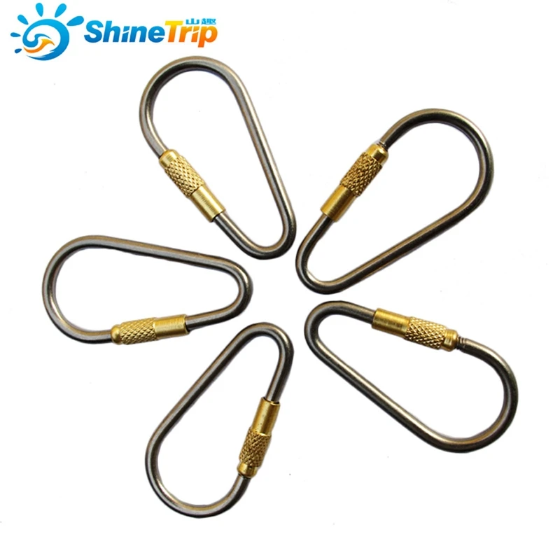 

5Pcs Outdoor D-Shape Titanium Alloy Carabiner Multifunction Ultralight Camping Gear Equipment Buckles Hooks Survival Kits