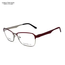 Большие металлические очки с полной оправой, женские очки винного цвета, серебристого цвета, ацетат, оправа для очков по рецепту 52JG35061-C2
