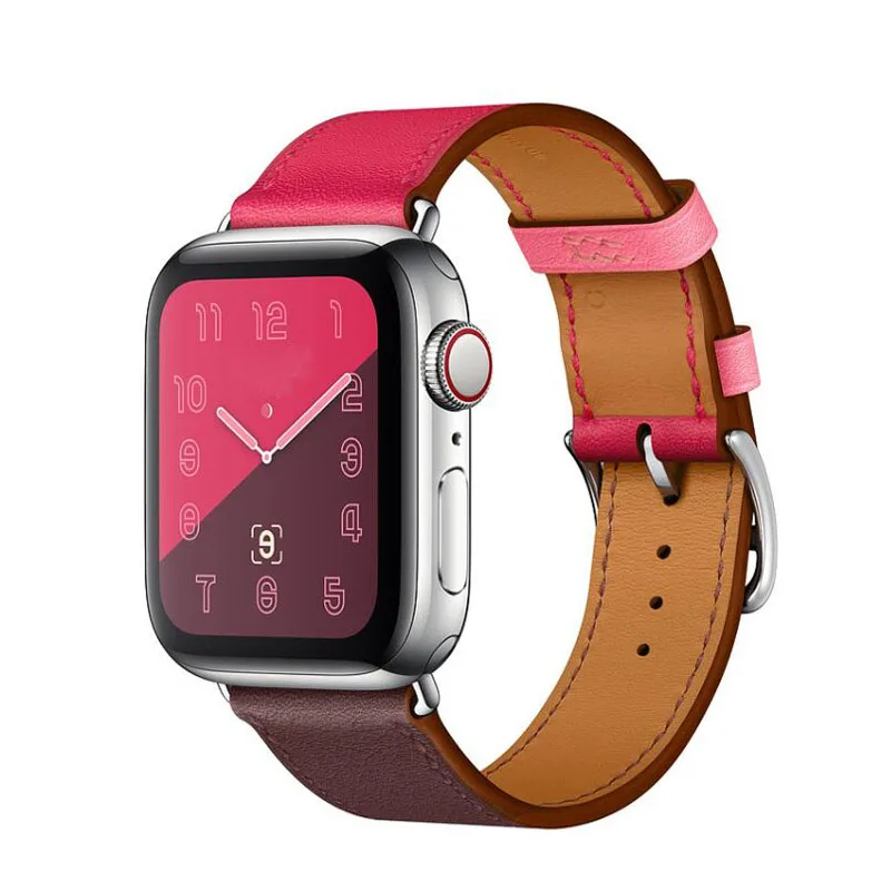 Для Apple Series 5 Double Tour Ремешки для наручных часов из натуральной кожи ремешок для часов для Apple Watch 1 2 3 4 5 браслет 40 мм 44 мм 42/38 мм