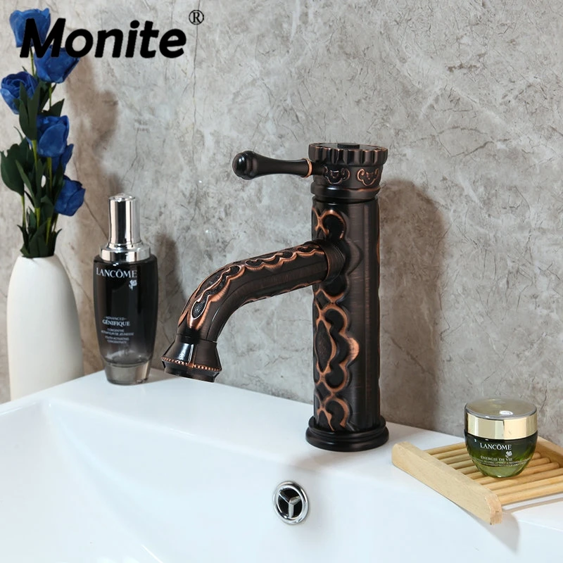 

Monite Black Oil Rubbed Bronze Bathroom Faucet Basin Stream Spout Bathroom Deck Mount Sink Vanity Tap Mixer Faucet