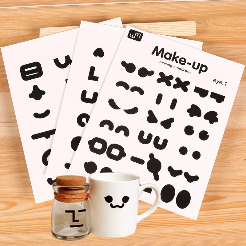 

3 pieces freely combinable DIY cute decorative wall stickers wacky funny facial features creative combination sticker