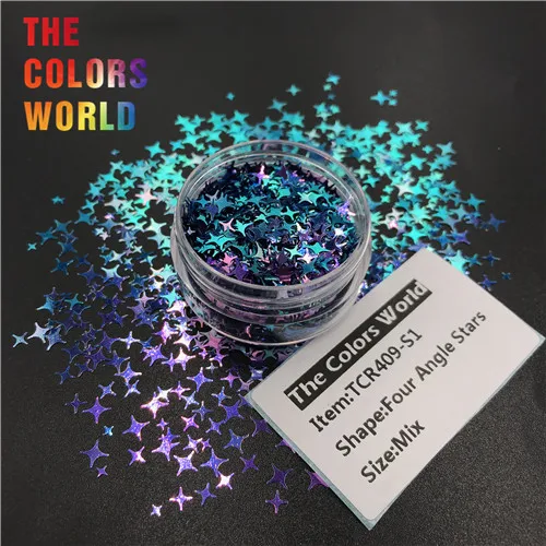 TCT-351 Chameleon Color Four Angle Stars Nail Glitter Nail Art Decoration Body Art Tumblers Crafts Festival Accessories supplier - Цвет: TCR409-S1   50g