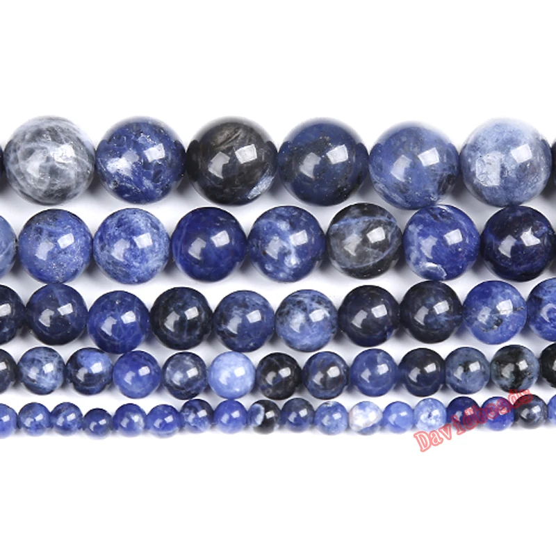 

Natural Stone Old Blue Sodalite Round Loose Beads 15" Strand 4 6 8 10 12MM Pick Size For Jewelry Making