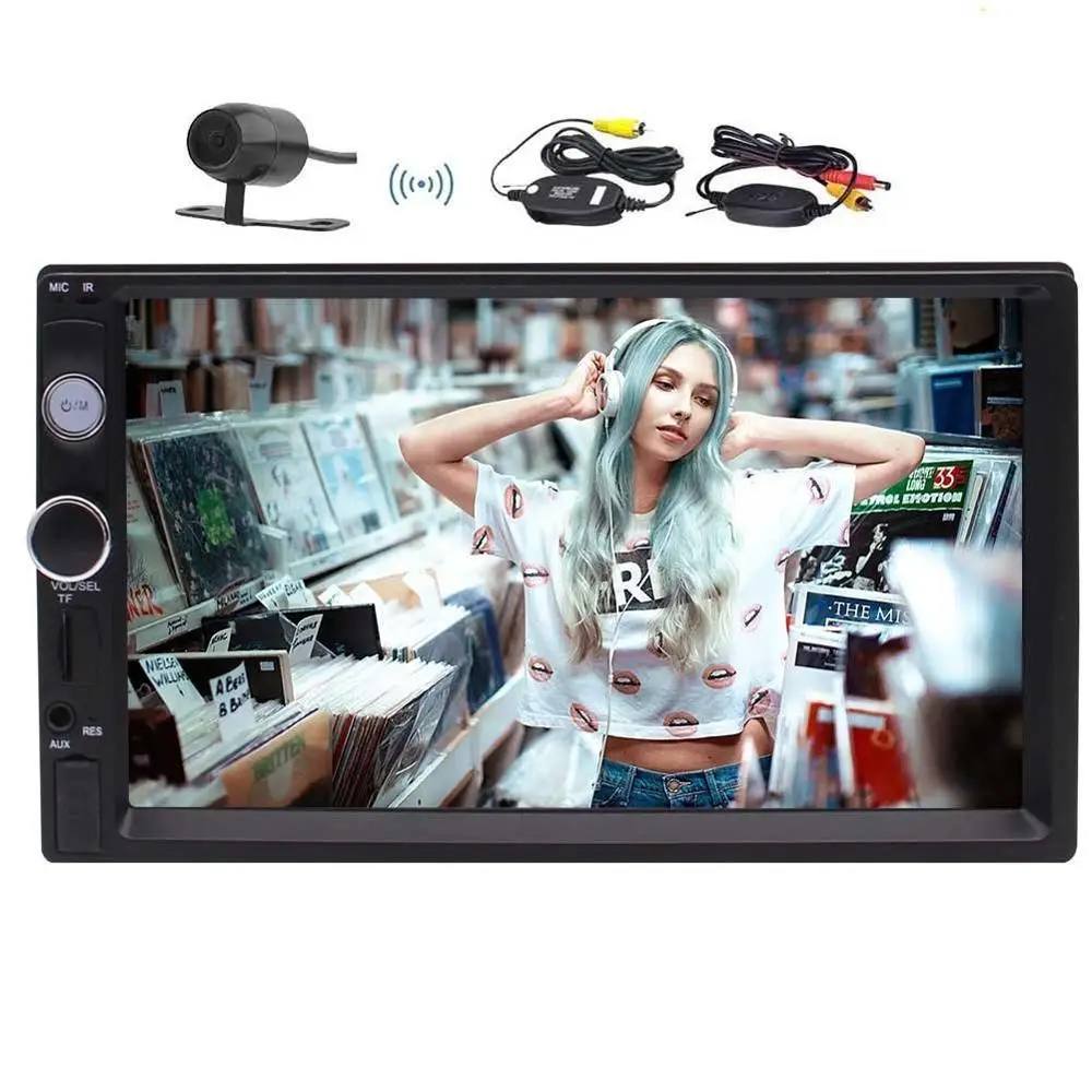 

Wireless Backup Camera+MP5 Player Car Stereo 2Din In Dash 7'' FM Radio Video Support Bluetooth/Hands-free Call USB/TF AUX-in/SWC