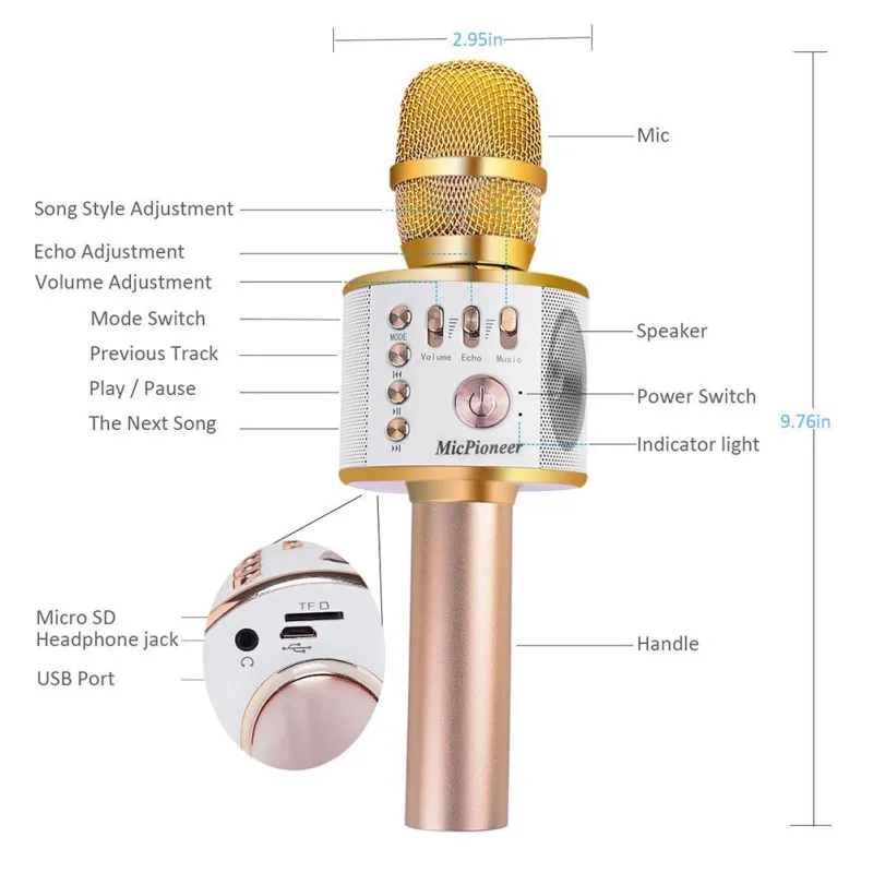 K38 беспроводной bluetooth-микрофон для караоке ручной KTV домашний микрофон динамик плеер профессиональные микрофоны