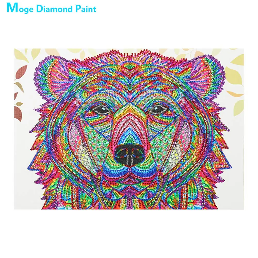 

animal bear head crystal Diamond Painting Partial Round New DIY Sticking Drill Cross Embroidery 5D simple Home Decoration