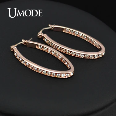 UMODE Овальные серьги кольца с покрытием из розового золота 18к украшенное