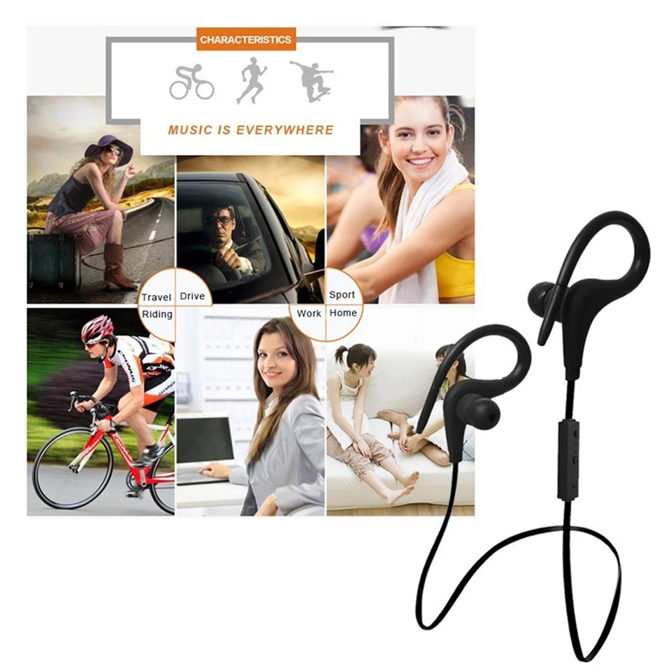 BT-1 Waterproof Bluetooth 4.1 Sport Earphone Stereo Sound Earbuds Noise Cancelling for Running Hiking Jogging Cycling G6-010