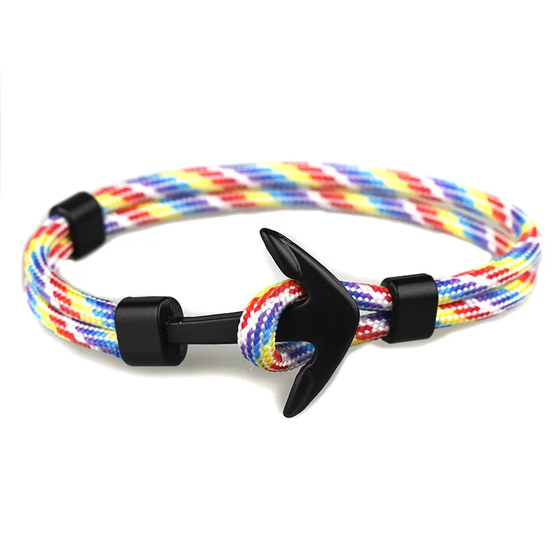 Lateefah الأزياء Zwart أنكار Armbanden Mannen شارم بقاء Keten Paracord شارة Mannelijke التفاف المعادن الرياضة Haken Lateefah الأزياء Zwart أنكار Armbanden Mannen شارم بقاء Keten Paracord شارة Mannelijke التفاف المعادن الرياضة Haken