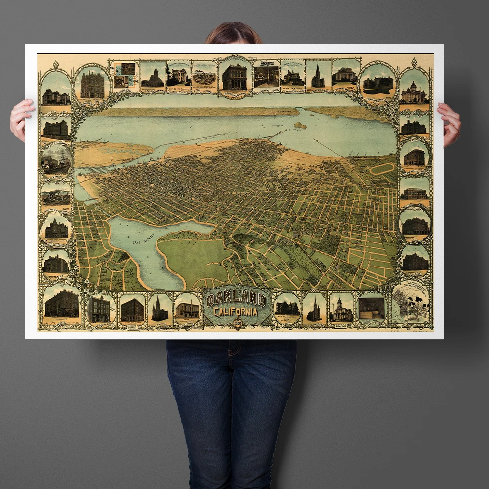

Modern Wall Art Retro Historical Map Of Oakland California Canvas Painting Poster And Print Home Decor No Frame Art Picture