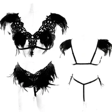 Перьевые эполеты крылья плеча Готический горящий человек нательная обвязка нижнее белье набор ремень-подвязка ремень художественная одежда для женщин