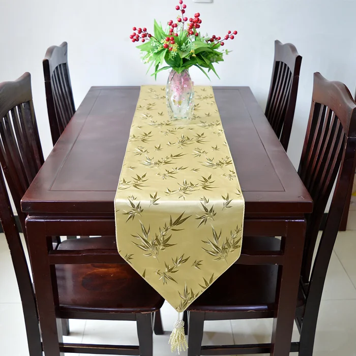 Length Bamboo Pattern Table Runners Elegant Cover Cloth High End Damask Cloth Art Dining Tea Table Cloths Protective Mats Length Bamboo Pattern Table Runners Elegant Cover Cloth High End Damask Cloth Art Dining Tea Table Cloths Protective Mats