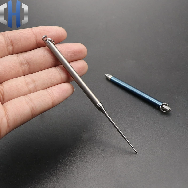  Titanium Alloy Push-pull Spring Design Toothpick Holder With Toothpick Holder Ultra Light Portable 