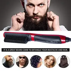 Мужской Электрический утюжок для волос Расческа для бороды керамический Железный зубчатый салонный инструмент для стайлинга