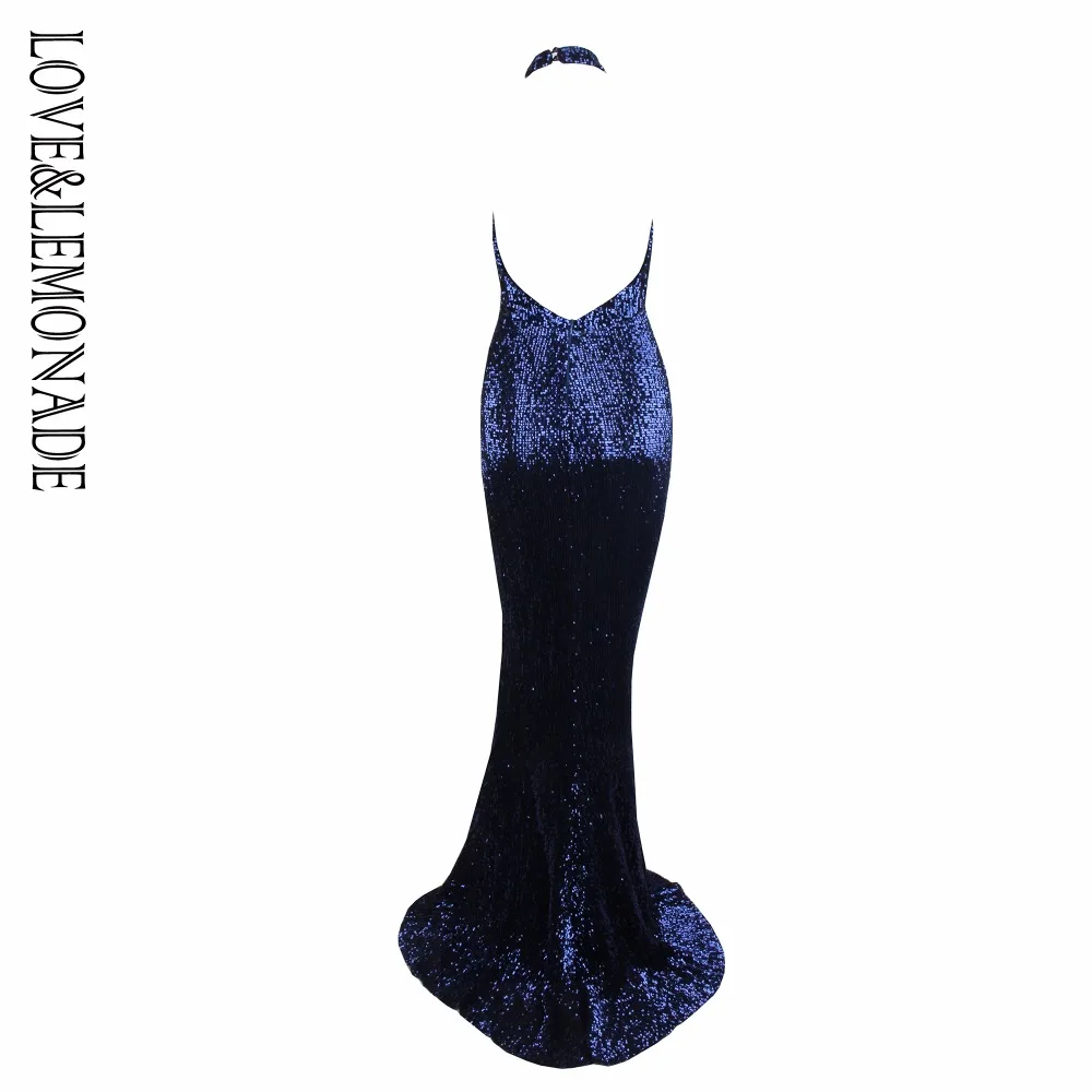 Love& Lemonade темно-синие эластичные платья с открытой спиной и пайетками LM0810