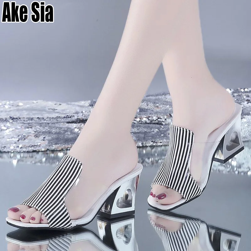 

Fashion Summer Elegant Women Casual Open Peep Toe Hollow High Chunky Heels Half Mules Ladies Slippers Platform Pumps Shoes A872
