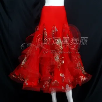 

New style Ballroom dance costumes sexy senior spandex embroidery ballroom dance skirt for women ballroom dance skirts S-4XL