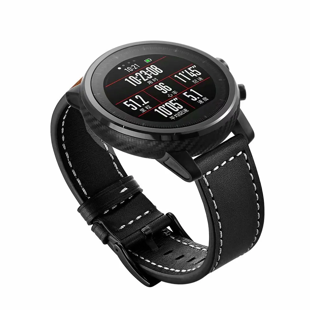 Ремешок для Xiaomi Huami Amazfit 2 1 кожаный браслет наручных часов Strat Pace2 Huawei Pro Gear S3 22
