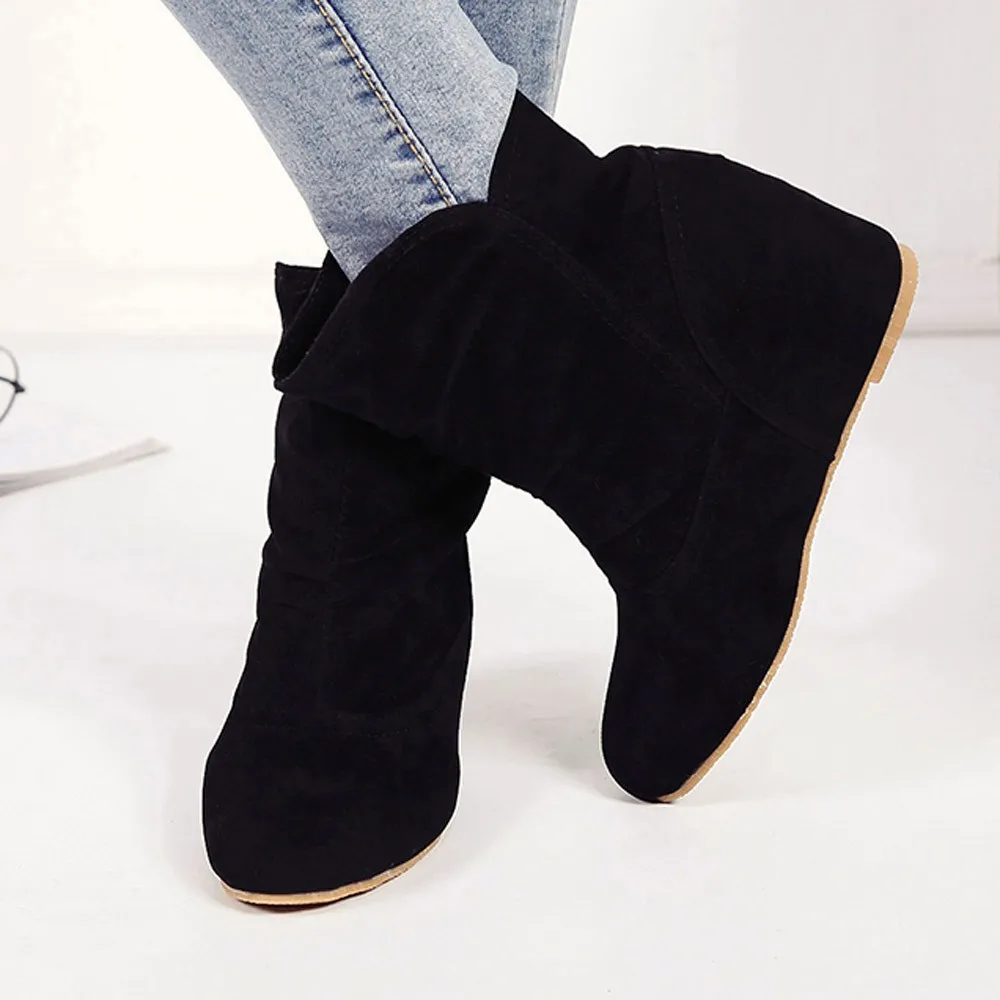 

Women's Snow Boots Wedge 2020 Winter Short Boot Warm Fur Mid Heels Suede Pointed Toe Ankle Shoes Outdoor Skiing Botas Mujer