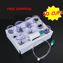 Дешевые 10 шт. хиджама китайские вакуумные чашки комплект для постановки банок Вытяните вакуумный аппарат терапия расслабляющие массажеры кривые всасывающие насосы