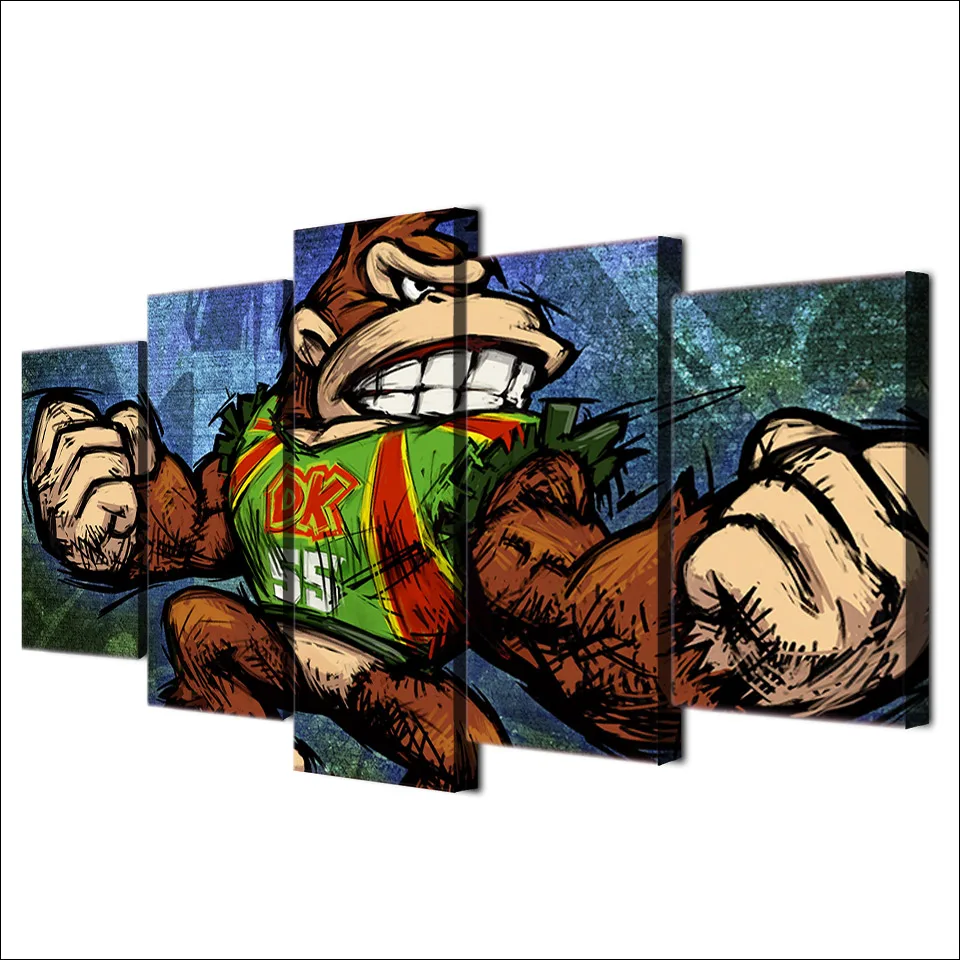 Art Canvas Painting Style Wall Modular 5 Panel Game Donkey Kong Pictures Living Room Cuadros