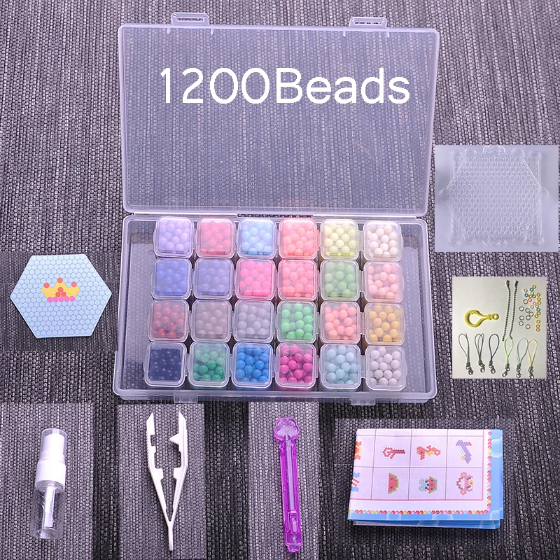 

1200 pcs Handmade Cartoon Beads Mateial Water Spray Sticky Colorful Beads Education DIY Lover Christmas Present For Kids