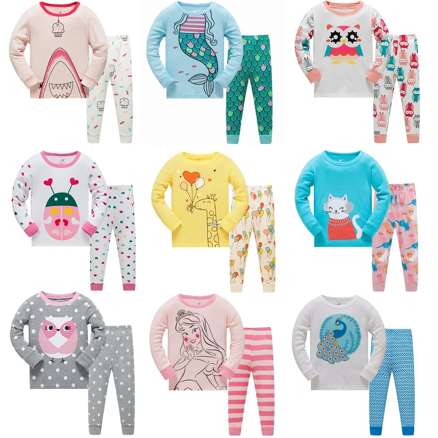  Animal Baby Girls Pajamas Suits 3 4 5 6 7 8 years Children Clothes Sets Girl Clothes sets T-Shirts 