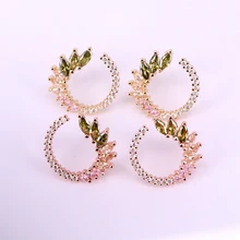 6 пар в партии, классический украшение-гвоздик мульти цветная серьга для Для женщин, круглые cz micro pave серьги-гвоздики